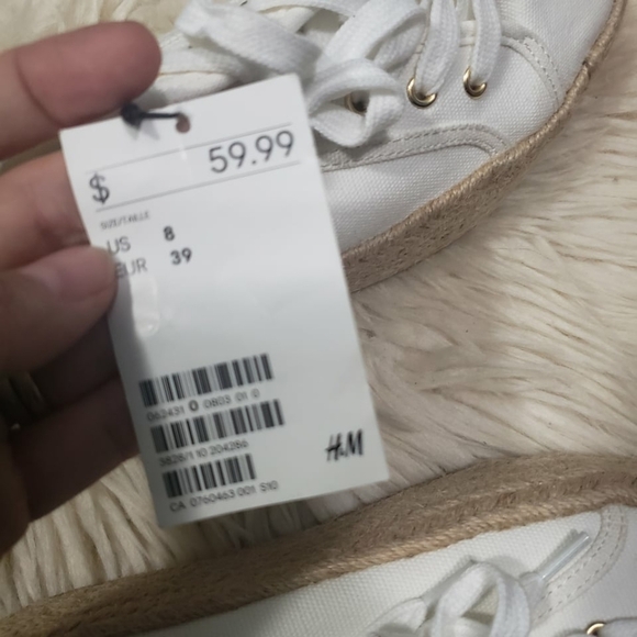 H&M women's white canvas platform espadrilles size 8 nwt - Picture 4 of 6